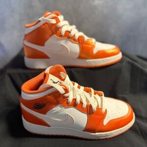 Air Jordan 1 Mid Orange White | Size 6Y | Clean & Lightly Worn